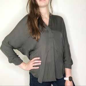 Vince silk blouse dark taupe grey charcoal tunic